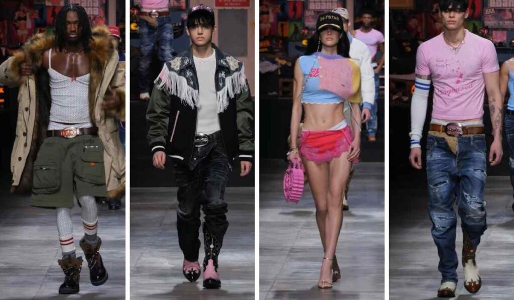 Milano Fashion Week, Dsquared2 uomo e donna in sfilata insieme per l’A/I 2023-2024 dsquared2 sfllata uomo donna