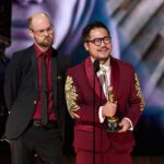 Daniel Scheinert and Daniel Quan accept the Oscar® for Directing during the live ABC telecast of the 95th Oscars® at the Dolby® Theatre at Ovation Hollywood on Sunday, March 12, 2023.