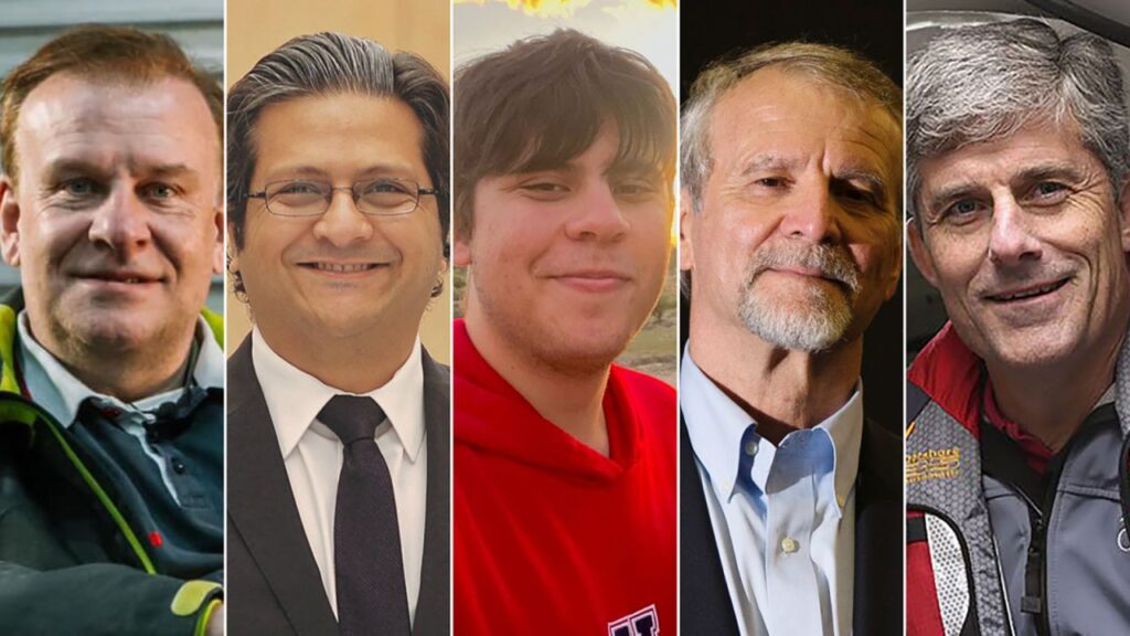 i 5 membri dell'equipaggio del sommergibile scomparso diretto al Titanico