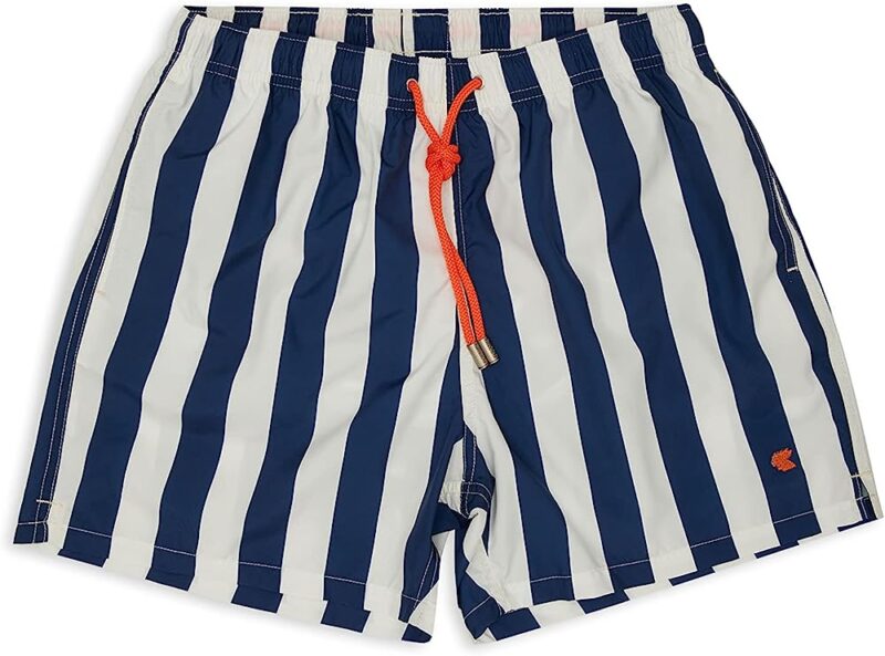 Costume Uomo a pantaloncino Brand Gallo Righe Bianco e Blu Navy