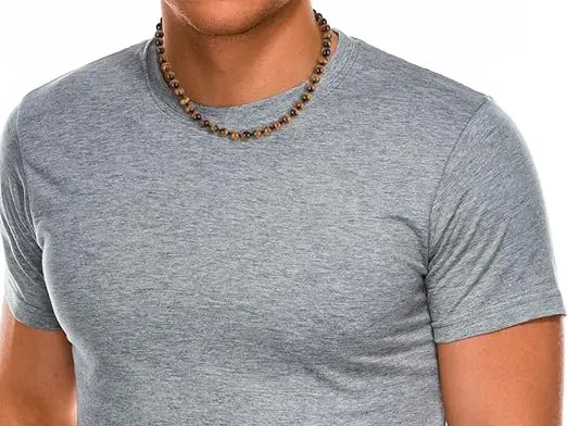 GAVU Collana da Uomo con Perline di Pietre Dure