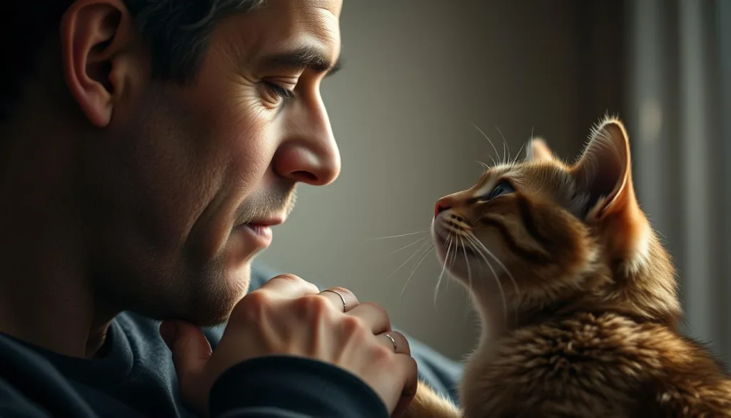 Uomo e Gatto: Un’Intesa Silenziosa Che Cura… uomo gatto relazione
