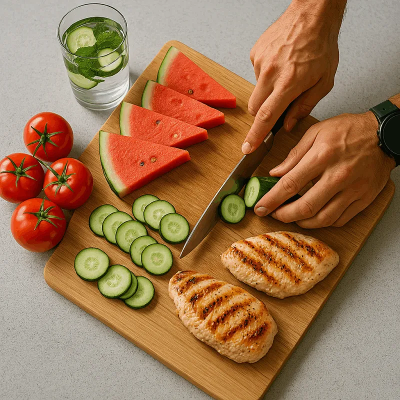 Anguria e melone: energia e idratazione Questi frutti, composti al 90% di acqua, sono l'ideale per chi pratica sport o lavora all'aperto