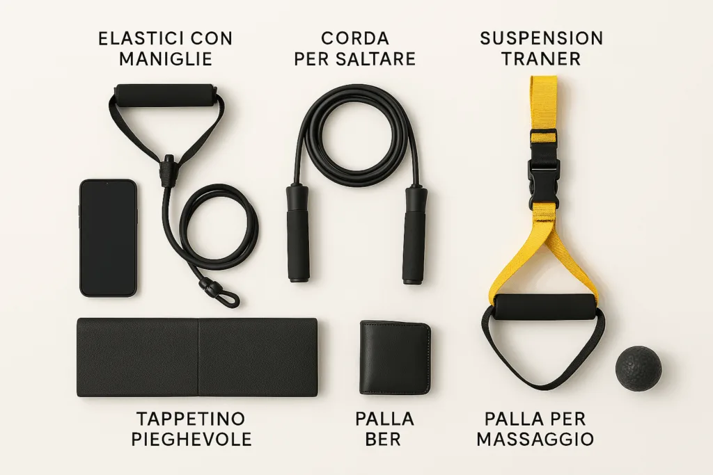 La buona notizia è che esistono attrezzi fitness compatti, leggeri e versatili che possono trasformare qualsiasi camera d'albergo o appartamento in vacanza in una piccola palestra personale