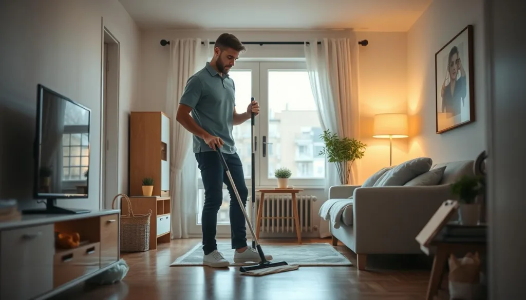 Qual è la routine di pulizie ideale per un uomo single che vive da solo? pulizie casa uomo single