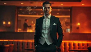 smoking elegante uomo moderno