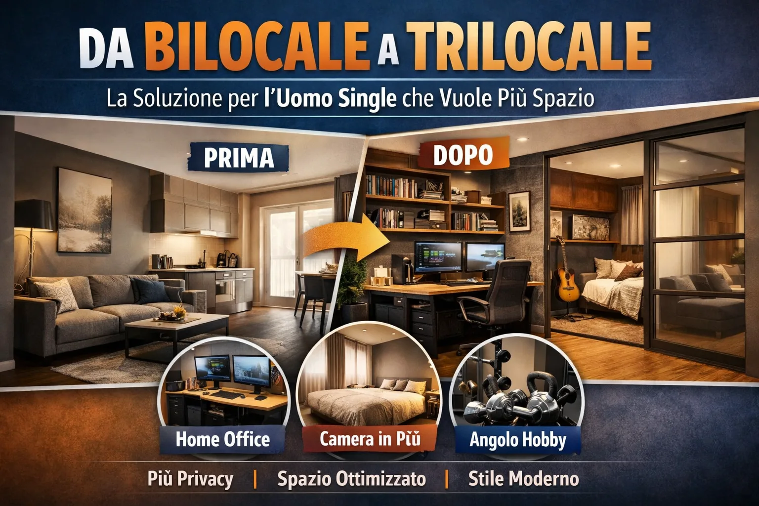 Trasformare un bilocale in trilocale è una scelta strategica per l'uomo single