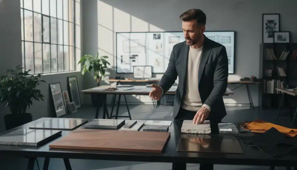 materiali legno pietra metallo pelle