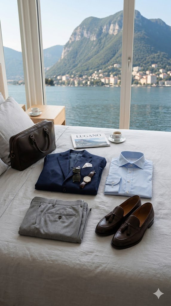 Blazer navy, camicia azzurro cielo e pantaloni grigio chiaro: un equilibrio perfetto tra autorevolezza, comfort e gusto contemporaneo.